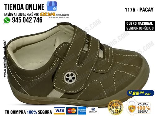 1176 pacay zapatos en modelo semiortopedicos para nino en cuero peruano con arco formador