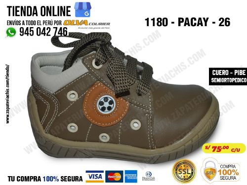 1180 pacay 26 zapato modelo pibe semiortopedico en cuero peruano para bebe nino