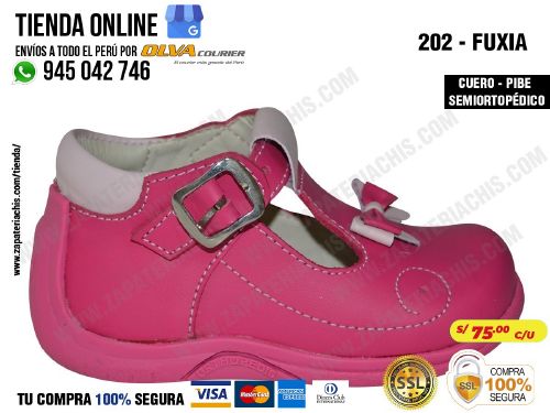 202d fuxia calzado en cuero para bebe nina