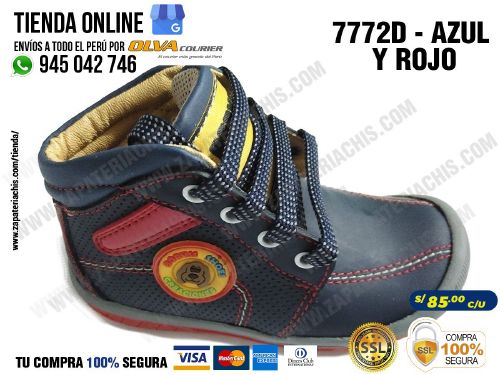 7772 azul con rojo zapatos modelos semiortopedicos en cuero peruano