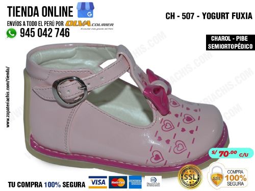 ch 507 yogurt fuxia calzado en charol para bebe nina