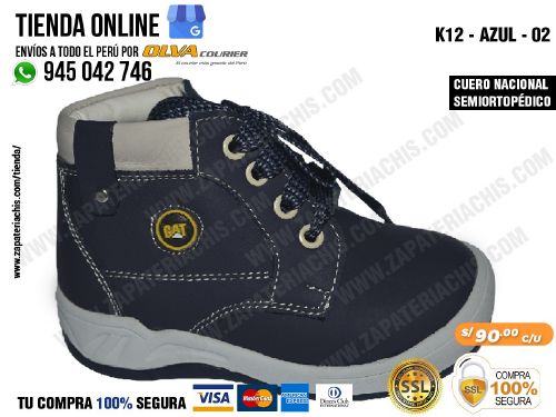 k12 azul 02 botines semiortopedico en cuero peruano para bebe nino con arco anatomico