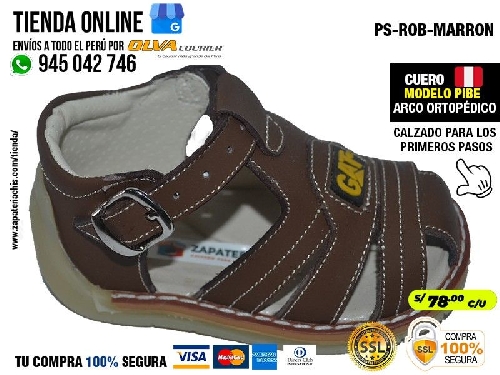 ps rob marron sandalias en cuero peruano modelos pibe semi ortopedico para tu bebe nino en peru