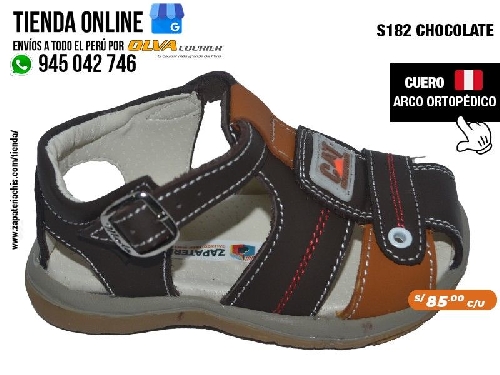 s182 chocolate sandalias en cuero peruano para evitar pie plano con arco formador para nino