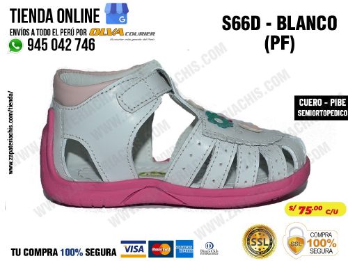 s66d blanco pf calzado en cuero para bebe nina