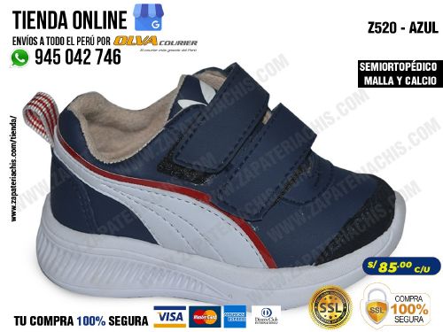 z520 azul zapatillas semiortopedicas en malla y calcio para bebe nino con arco anatomico formador