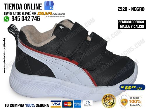 z520 negro zapatillas semiortopedicas en malla y calcio para bebe nino con arco anatomico formador