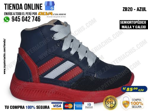 zb20 azul zapatillas semiortopedicas en malla y calcio para bebe nino con arco anatomico formador