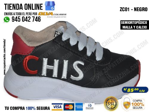 zc01 negro zapatillas semiortopedicas en malla y calcio para bebe nino