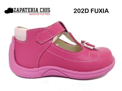 202D FUXIA calzado en cuero para bebé niña