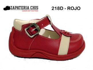 218D ROJO calzado en cuero para bebé niña