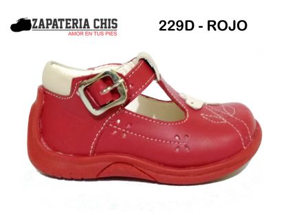 229D ROJO calzado en cuero para bebé niña