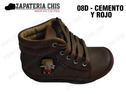 08 - CEMENTO CON ROJO calzado en cuero para niño