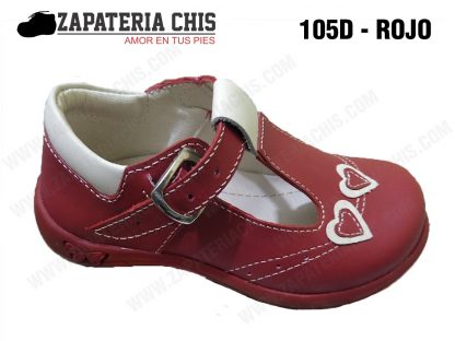 105 - ROJO calzado en cuero para niña