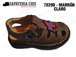 7829 - MARRÓN CLARO - ARAÑA calzado en cuero para niño