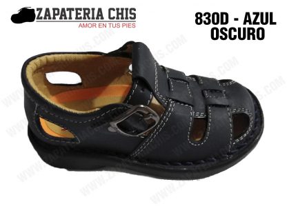 830 - AZUL OSCURO calzado en cuero para niño